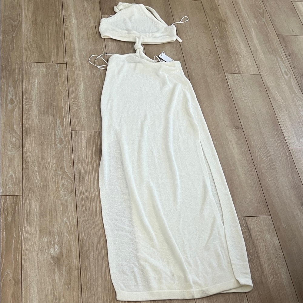 Beige Botany dress with high slit